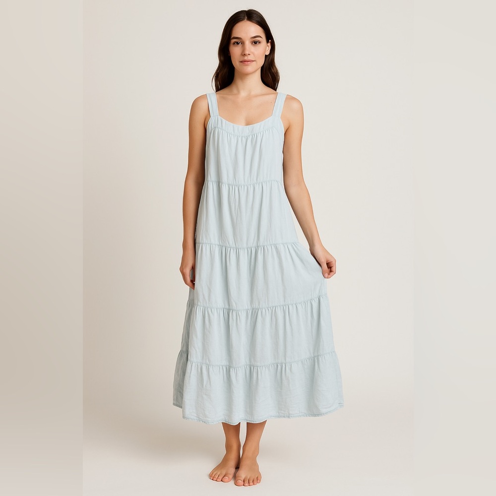 Rails Light Blue Tiered Midi Dress Sleeveless Women Small‎ Cottagecore Summer